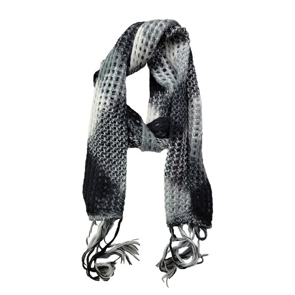 Peruvian Alpaca Genuino Accessories - Peruvian Alpaca Handmade Women's Long Rectangle Neck Scarf Open-Knit Fringe Soft